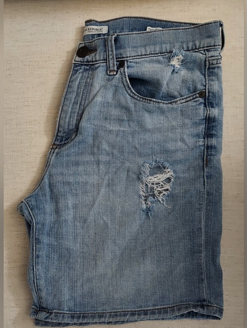 Light Blue Distressed Jeans Shorts.  Size 30. B-257